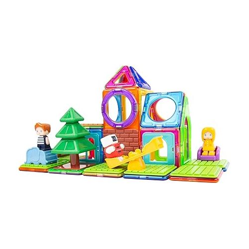  Magformers Backyard Adventure 61 Piece Set, for Children Ages 3 and Older - Building Blocks, STEM Toy, Award-Winning Educational Magnetic Tiles, Rainbow Colors