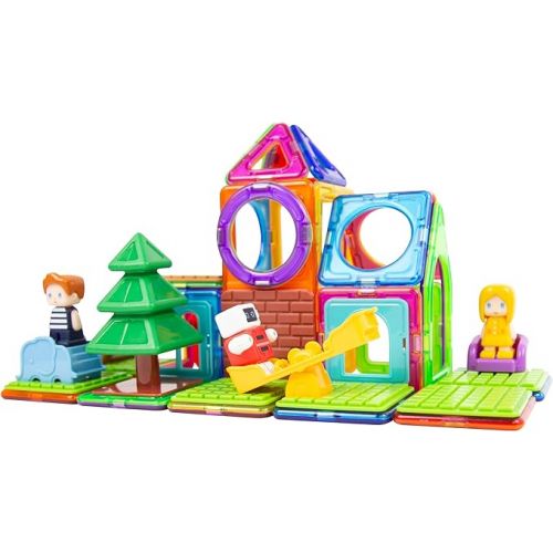  Magformers Backyard Adventure 61 Piece Set, for Children Ages 3 and Older - Building Blocks, STEM Toy, Award-Winning Educational Magnetic Tiles, Rainbow Colors