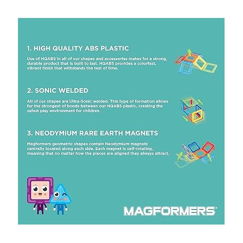  Magformers Backyard Adventure 61 Piece Set, for Children Ages 3 and Older - Building Blocks, STEM Toy, Award-Winning Educational Magnetic Tiles, Rainbow Colors