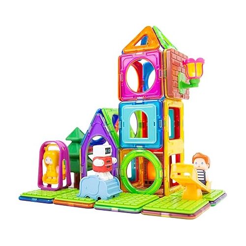  Magformers Backyard Adventure 61 Piece Set, for Children Ages 3 and Older - Building Blocks, STEM Toy, Award-Winning Educational Magnetic Tiles, Rainbow Colors