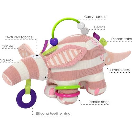  Dolce Primo Aardvark Stuffed Animal Plush Toy 15 inch, Educational Sensory Gift for Kids