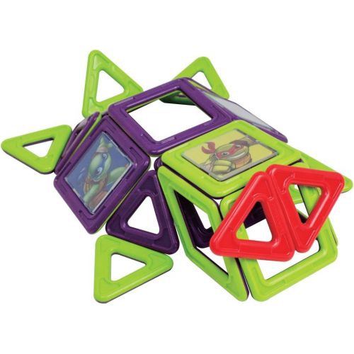  Magformers Teenage Mutant Ninja Turtles 60 Pieces Set, Green and Purple, Educational Magnetic Geometric Shapes Tiles Building STEM Toy Set Ages 3+