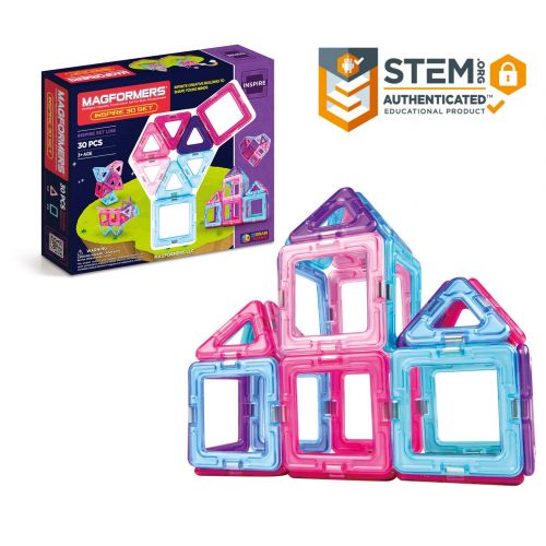  Magformers Inspire Set (30-pieces) Magnetic Building Blocks, Educational Magnetic Tiles Kit , Magnetic Construction STEM Toy Set - 63097