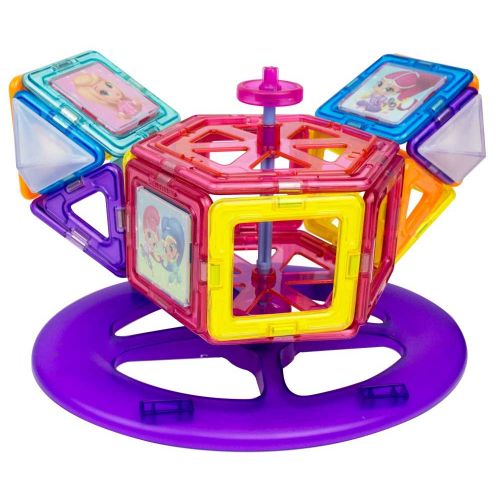  Magformers Shimmer and Shine Carnival 64 Pieces Set, Pink and Purple Colors, Educational Magnetic Geometric Shapes Tiles Building STEM Toy Set Ages 3+