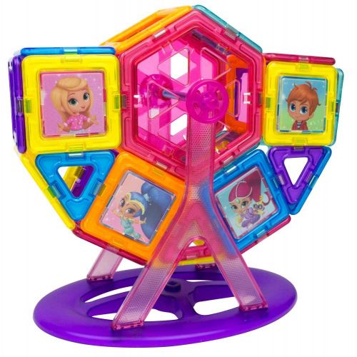  Magformers Shimmer and Shine Carnival 64 Pieces Set, Pink and Purple Colors, Educational Magnetic Geometric Shapes Tiles Building STEM Toy Set Ages 3+