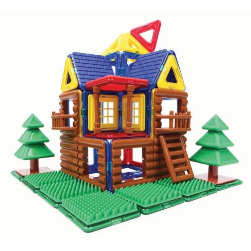  Magformers Log Cabin Toy Set, Building Magnetic Toy Log Cabin and Tree House for Kids, Set of 87 Pieces