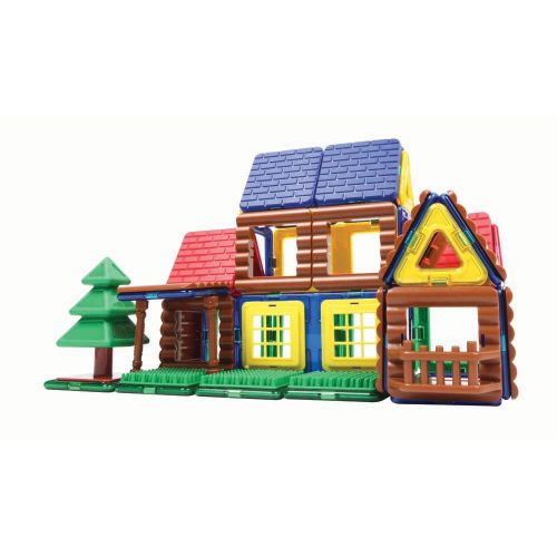  Magformers Log Cabin Toy Set, Building Magnetic Toy Log Cabin and Tree House for Kids, Set of 87 Pieces