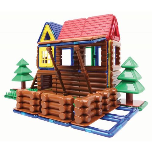  Magformers Log Cabin Toy Set, Building Magnetic Toy Log Cabin and Tree House for Kids, Set of 87 Pieces