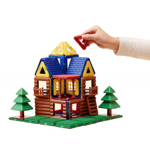  Magformers Log Cabin Toy Set, Building Magnetic Toy Log Cabin and Tree House for Kids, Set of 87 Pieces