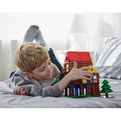  Magformers Log Cabin Toy Set, Building Magnetic Toy Log Cabin and Tree House for Kids, Set of 87 Pieces