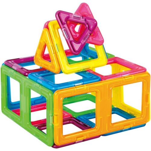  [아마존베스트]Magformers Creator Neon Color Set (60-Pieces) Magnetic Building Blocks, Educational Magnetic Tiles Kit , Magnetic Construction STEM Set
