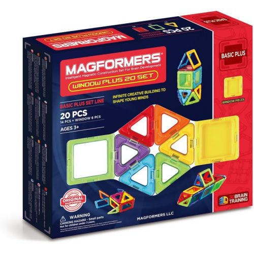  Magformers Window Plus 20 Pieces Rainbow Colors, Educational Magnetic Geometric Shapes Tiles Building STEM Toy Set Ages 3+