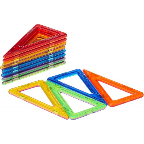  Magformers Isoseles Triangle 12 Pieces Rainbow Colors, Educational Magnetic Geometric Shapes Tiles Building STEM Toy Set Ages 3+