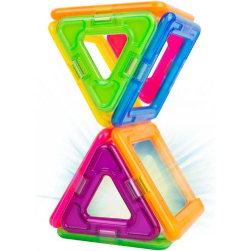  Magformers Neon (26 Piece) + Bonus Light Magnetic Building Blocks, Educational Magnetic Tiles Kit , Magnetic Construction STEM Toy Set