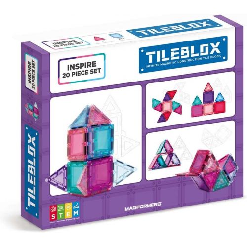  Magformers Tileblox Inspire (20 Piece) Set Magnetic Building Blocks, Educational Magnetic Tiles Kit , Magnetic Construction STEM Toy Set