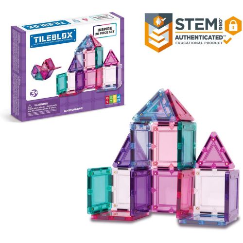  Magformers Tileblox Inspire (20 Piece) Set Magnetic Building Blocks, Educational Magnetic Tiles Kit , Magnetic Construction STEM Toy Set
