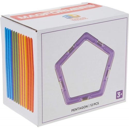  Magformers Pentagon 12 Pieces Rainbow Colors, Educational Magnetic Geometric Shapes Tiles Building STEM Toy Set Ages 3+