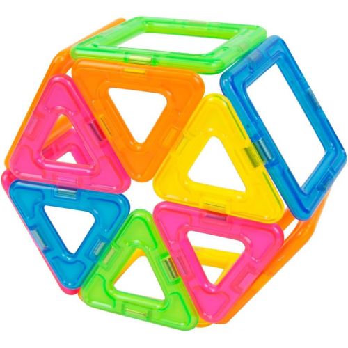  Magformers Neon 26 Pieces Rainbow neon Colors, Educational Magnetic Geometric Shapes Tiles Building STEM Toy Set Ages 3+