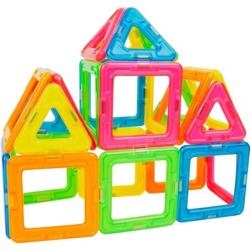  Magformers Neon 26 Pieces Rainbow neon Colors, Educational Magnetic Geometric Shapes Tiles Building STEM Toy Set Ages 3+