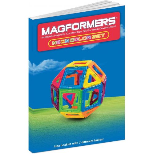  Magformers Neon 26 Pieces Rainbow neon Colors, Educational Magnetic Geometric Shapes Tiles Building STEM Toy Set Ages 3+