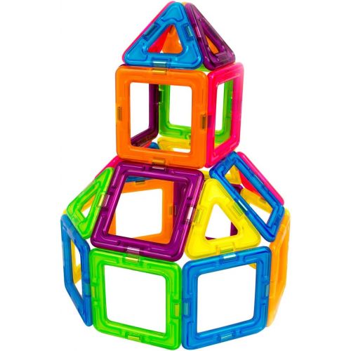  Magformers Neon 26 Pieces Rainbow neon Colors, Educational Magnetic Geometric Shapes Tiles Building STEM Toy Set Ages 3+