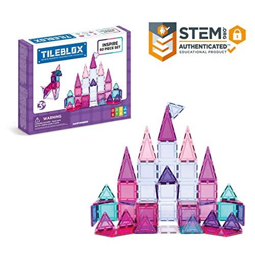  Magformers Tileblox Inspire 60 Piece Set Magnetic Building Blocks, Educational Magnetic Tiles Kit , Magnetic Construction STEM Toy Set