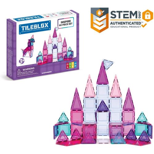  Magformers Tileblox Inspire 60 Piece Set Magnetic Building Blocks, Educational Magnetic Tiles Kit , Magnetic Construction STEM Toy Set