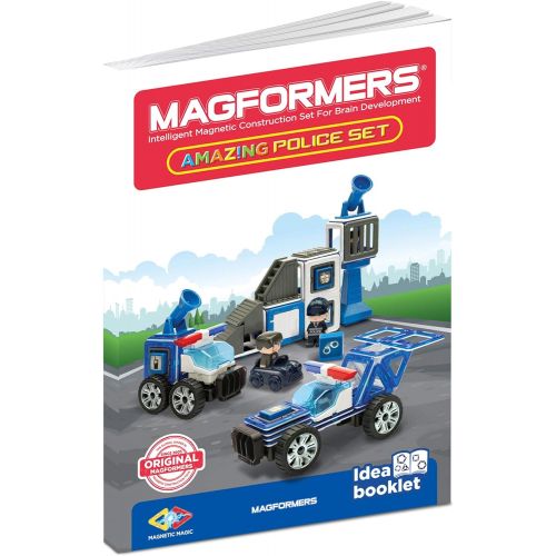  Magformers Amazing Police 50Piece, Wheels, Blue Red Colors, Educational Magnetic Geometric Shapes Tiles Building STEM Toy Set Ages 3+