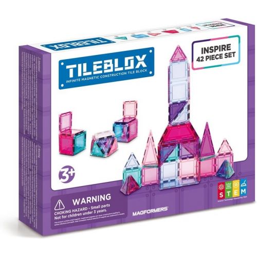  Magformers Tileblox Inspire (42 Piece) Set Magnetic Building Blocks, Educational Magnetic Tiles Kit , Magnetic Construction STEM Toy Set