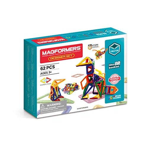  Magformers Designer Set (62-pieces) Magnetic Building Blocks, Educational Magnetic Tiles Kit , Magnetic Construction shapes STEM Toy Set