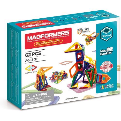  Magformers Designer Set (62-pieces) Magnetic Building Blocks, Educational Magnetic Tiles Kit , Magnetic Construction shapes STEM Toy Set