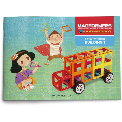  Magformers School Series Set (180 Piece) Magnetic Building Blocks, Educational Magnetic Tiles Kit , Magnetic Construction STEM Toy Set