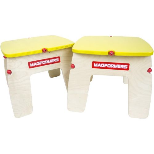  Magformers Yellow Triangle Wood Set Construction Playtable Includes Table and Two Stools