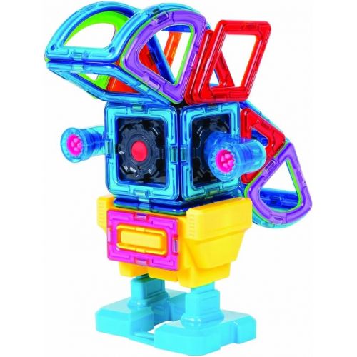  Magformers Walking Robot Car (45 Pieces) Set, Rainbow Magnetic Building Blocks, Educational Magnetic Tiles Kit , Magnetic Construction STEM Toy Set includes wheels