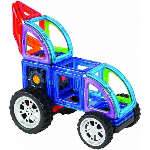  Magformers Walking Robot Car (45 Pieces) Set, Rainbow Magnetic Building Blocks, Educational Magnetic Tiles Kit , Magnetic Construction STEM Toy Set includes wheels