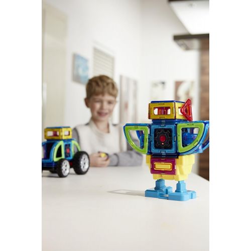  Magformers Walking Robot Car (45 Pieces) Set, Rainbow Magnetic Building Blocks, Educational Magnetic Tiles Kit , Magnetic Construction STEM Toy Set includes wheels