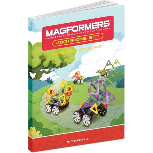  Magformers Vehicle Zoo Racing Set (55-pieces) Magnetic Building Blocks, Educational Magnetic Tiles Kit, Magnetic Construction STEM Set includes remote control wheels