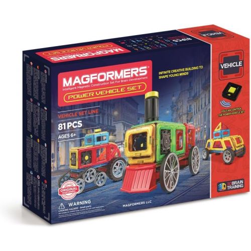  Magformers Power Vehicle Set (81 Piece) Set Magnetic Building Blocks, Educational Magnetic Tiles Kit , Magnetic Construction STEM Toy Set Includes Wheels