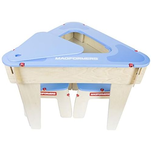  Magformers Blue Triangle Wood Table Set Construction Playtable
