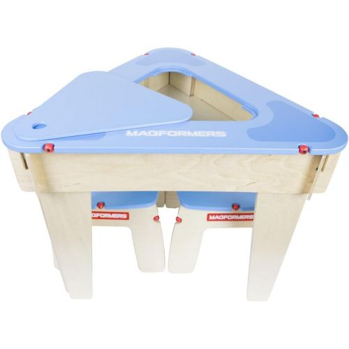  Magformers Blue Triangle Wood Table Set Construction Playtable