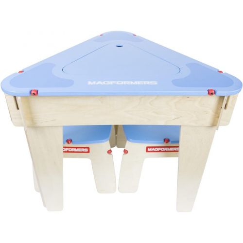  Magformers Blue Triangle Wood Table Set Construction Playtable