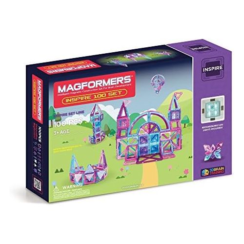 Magformers Inspire Set (100-pieces) Magnetic Building Blocks, Educational Magnetic Tiles Kit , Magnetic Construction STEM Toy Set
