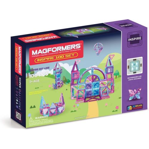  Magformers Inspire Set (100-pieces) Magnetic Building Blocks, Educational Magnetic Tiles Kit , Magnetic Construction STEM Toy Set