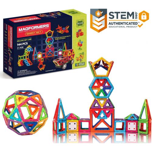  Magformers Smart Set (144-piece ), Deluxe Building Set. magnetic building blocks, educational magnetic tiles, magnetic building STEM toy set