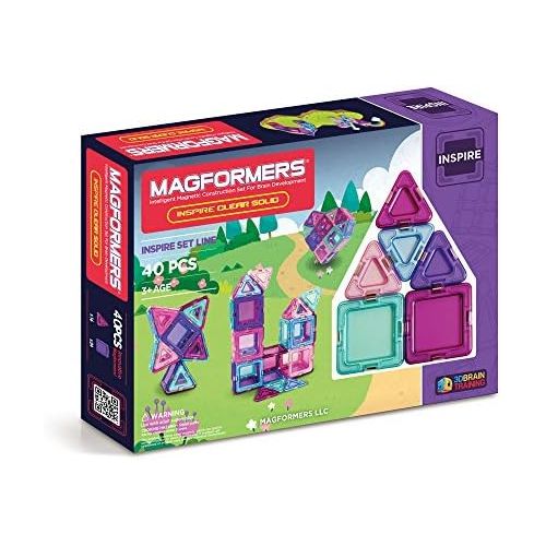  Magformers Solid Inspire Set (40-Pieces) Magnetic Building Blocks, Educational Magnetic Tiles Kit , Magnetic Construction STEM Set