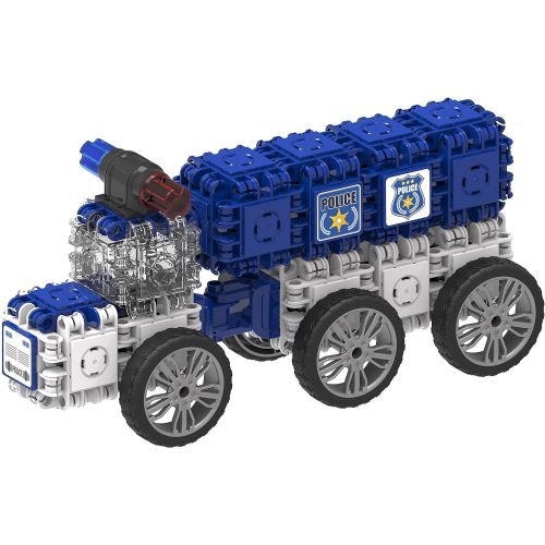  Magformers Clicformers Police Set (70 Piece) Educational Building Blocks Kit, Construction STEM Toy, Creative Building Bricks includes wheels