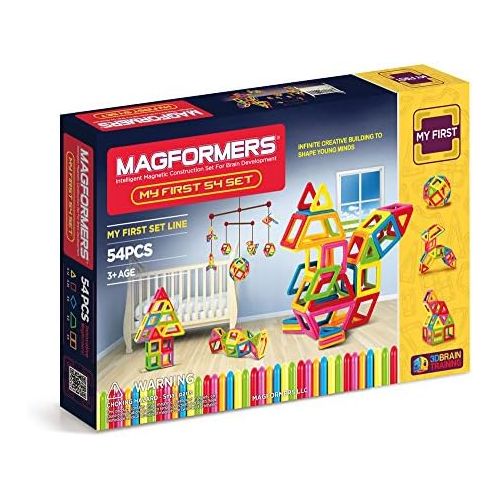  Magformers My First Set (54 Pieces) Magnetic Building Blocks, Educational Magnetic Tiles Kit , Magnetic Construction STEM Set