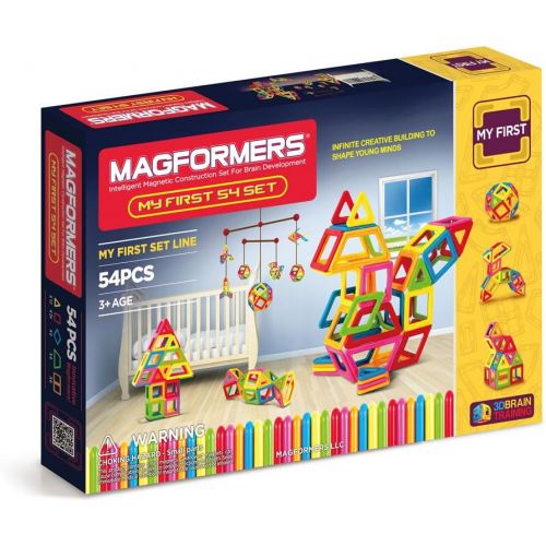  Magformers My First Set (54 Pieces) Magnetic Building Blocks, Educational Magnetic Tiles Kit , Magnetic Construction STEM Set