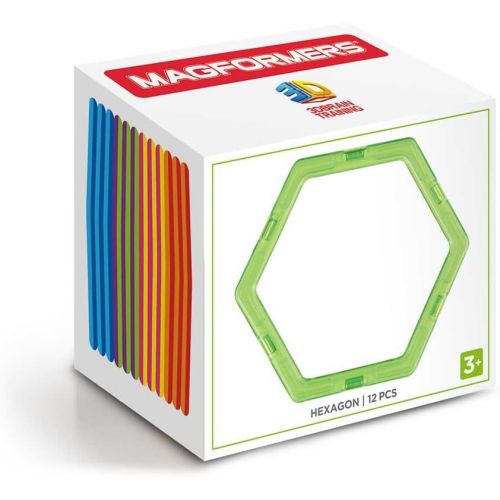  Magformers Hexagon (12 Piece) Basic Set Magnetic Building Blocks, Educational Magnetic Tiles Kit , Magnetic Construction STEM Toy Set