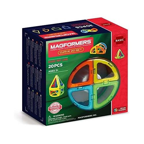  Magformers Curve (20-Pieces) Building Set Rainbow Colors Magnetic Building Blocks, Educational Magnetic Tiles Kit , Magnetic Construction STEM Toy Set